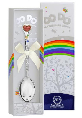 Серебряная детская ложка «Сердечко» с эмалью