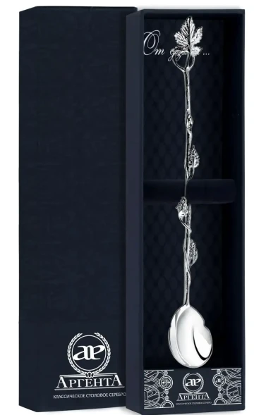 347ЛЖ00801 Серебряная ложка для напитков «Виноград» длинная