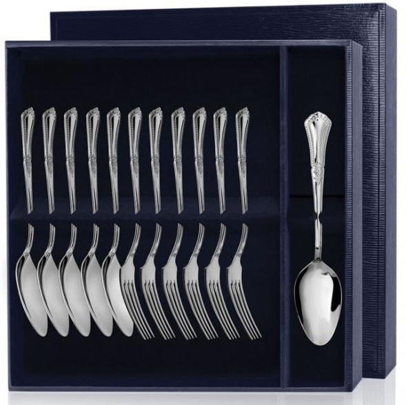 083НБ02801 Серебряный десертный набор "Фаворит" на 6 персон (12 предметов)