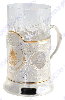 329ПС00002 Серебряный подстаканник «Георгий Победоносец» с золочением