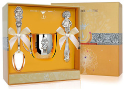 Набор детского серебра «Девочка» с погремушкой