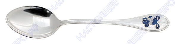 930634 Серебряная детская ложка «Зайчик» с эмалью