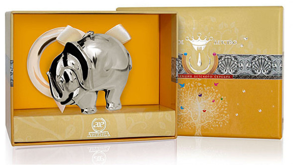 1GI0081С Серебряная погремушка «Слон» на кольце