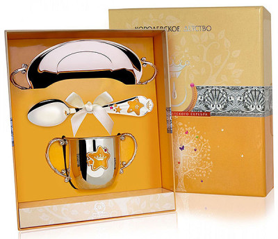 643НБ05808 Набор детского серебра «Звезда» с поильником для девочки