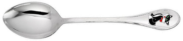 930619 Серебряная детская ложка «Кошка» с эмалью