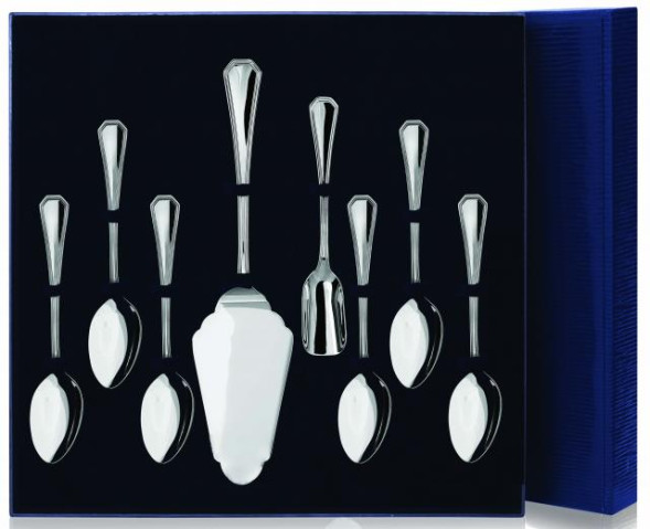 198НБ03801  Серебряный чайный набор "Элегант"на 6 персон (8 предметов)