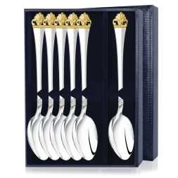 Серебряный столовый набор "Афина" с позолотой на 6 персон (6 предметов)