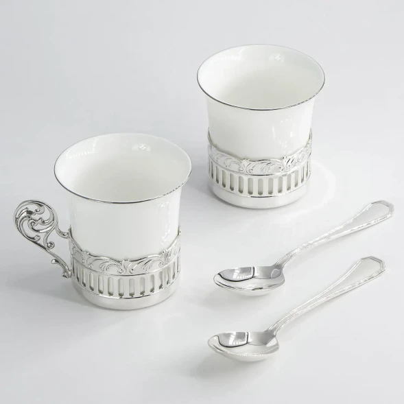 561НБ07801 Серебряная кофейная пара «Богема»