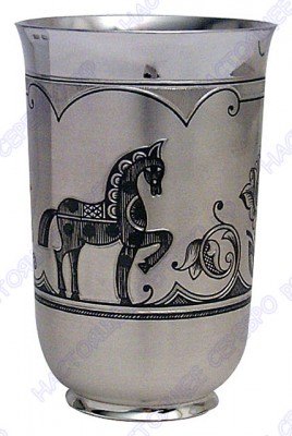 40430012А05 Серебряный стакан детский «Лошадка» с чернением