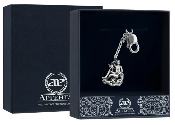 1111БР15806 Серебряный брелок «Зодиак-Водолей»