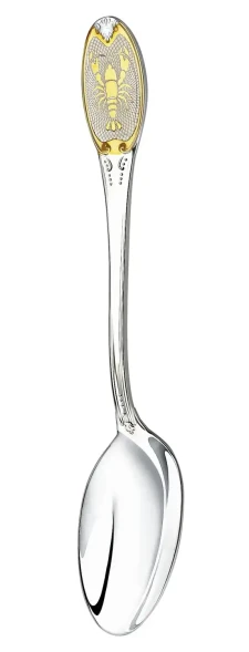 293ЛЖ03802_рак Серебряная чайная ложка «Знак Зодиака Рак» с золочением