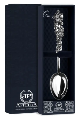 785ЛЖ03806 Серебряная чайная ложка «Натюрморт» с чернением