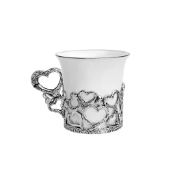 Серебряная кофейная чашка «Сердечко» с чернением