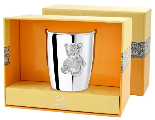 920СН05801 Серебряный детский стакан «Мишутка»