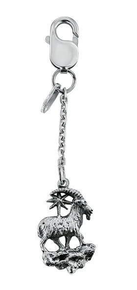 1113БР15806 Серебряный брелок «Зодиак-Козерог»