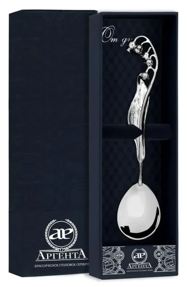 073ЛЖ03801 Серебряная чайная ложка «Ландыш»