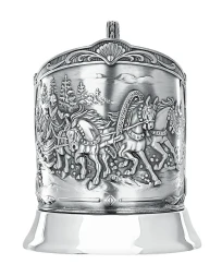 Серебряный набор для чая «Тройка» с чернением