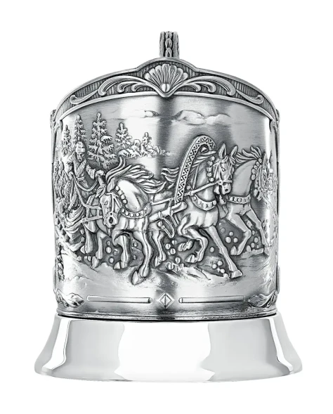 963НБ03806 Серебряный набор для чая «Тройка» с чернением