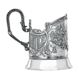 Серебряный набор для чая «Тройка» с чернением