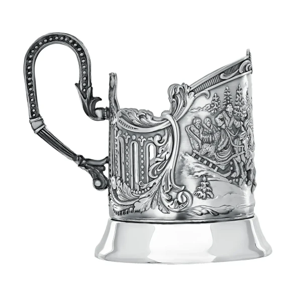 963НБ03806 Серебряный набор для чая «Тройка» с чернением