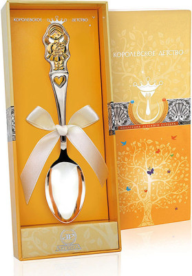 011ЛЖ03802 Серебряная детская ложка «Девочка» с золочением