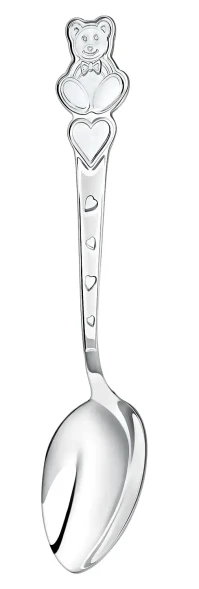 419НБ05801 Набор детских серебряных столовых приборов «Мишка с сердечками»