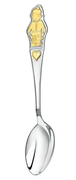 012ЛЖ03802 Серебряная детская ложка «Мальчик» с золочением