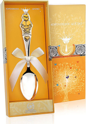 012ЛЖ03802 Серебряная детская ложка «Мальчик» с золочением