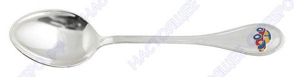930574 Серебряная детская ложка «Машинка» с эмалью