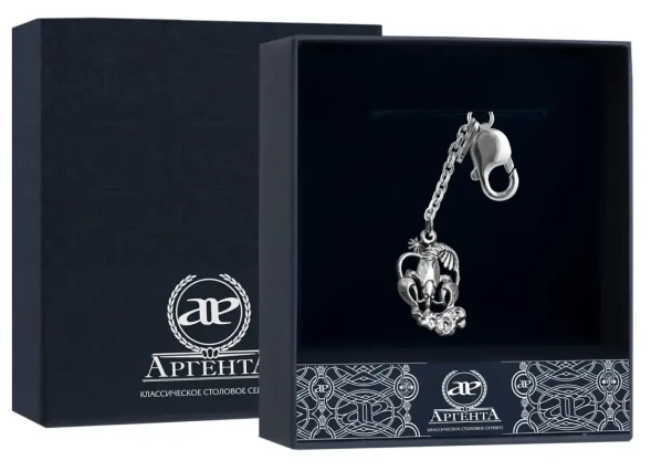 1116БР15806 Серебряный брелок «Зодиак-Рак»