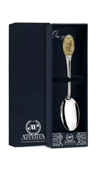 293ЛЖ03802_ст Серебряная чайная ложка «Знак Зодиака Стрелец» с золочением