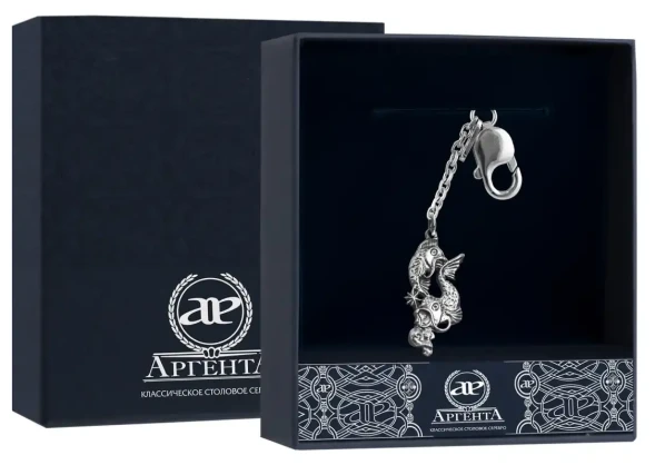 1117БР15806 Серебряный брелок «Зодиак-Рыбы»