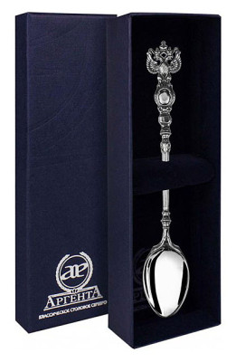 852ЛЖ00006 Серебряная кофейная ложка «Герб» с чернением