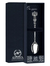 Серебряная кофейная ложка «Герб» с чернением