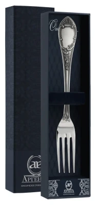 Серебряная столовая вилка «Престиж» с чернением