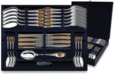 391НБ01802 Серебряный столовый набор «Единство» с золочением на 6 персон (24 предмета)