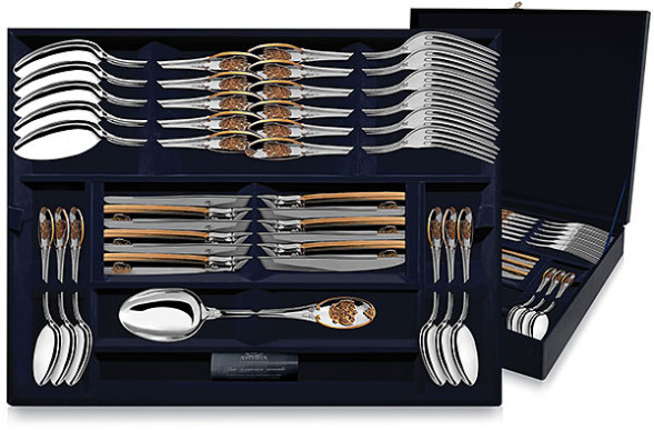391НБ01802 Серебряный столовый набор «Единство» с золочением на 6 персон (24 предмета)