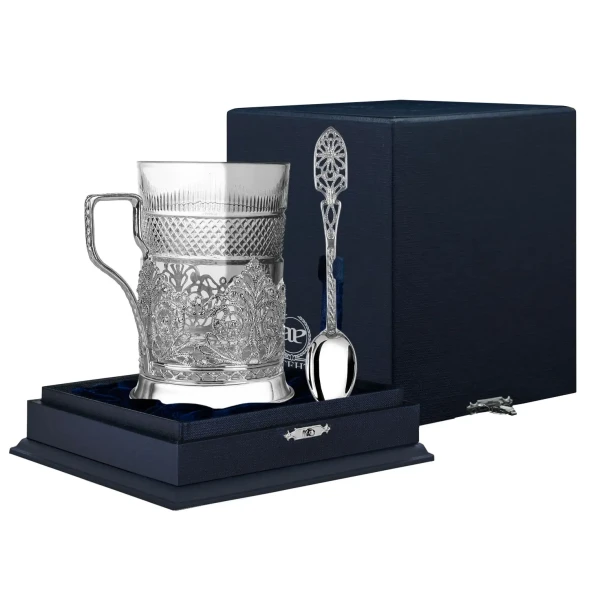 840НБ03801 Cеребряный набор для чая «Скань»