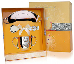 Набор детского серебра «Мишка» с поильником