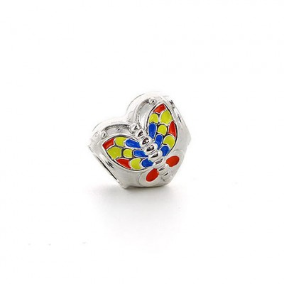 05-01231 Серебряный шарм-подвеска «Разноцветная бабочка»