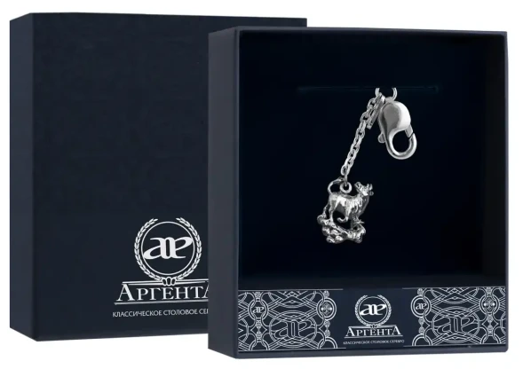 1120БР15006 Серебряный брелок «Зодиак-Телец»