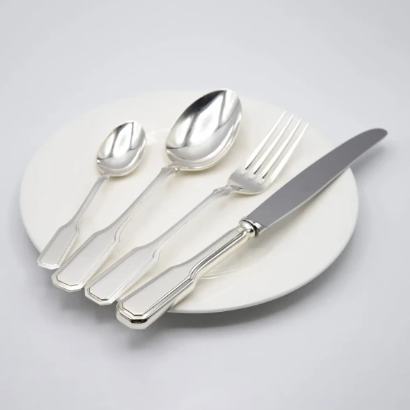 457НБ01801 Серебряный столовый набор «Русский» на 6 персон (24 предмета)