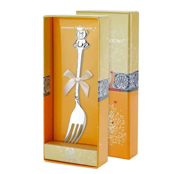 1223ВЛ05801 Серебряная детская вилка «Медведь»