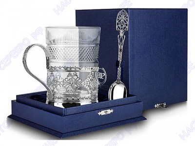 Cеребряный набор для чая «Ажур» в подарочном футляре