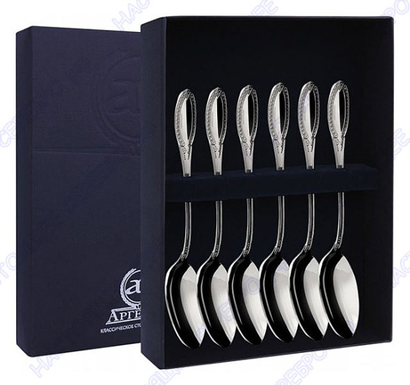 1263НБ03801 Серебряный набор чайных ложек «Император» больших