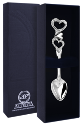 Серебряная кофейная ложка «Сердечко» с чернением