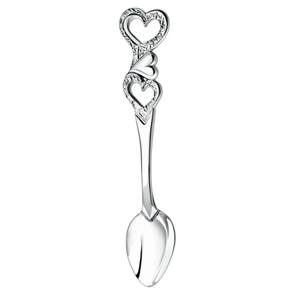 613ЛЖ07806 Серебряная кофейная ложка «Сердечко» с чернением