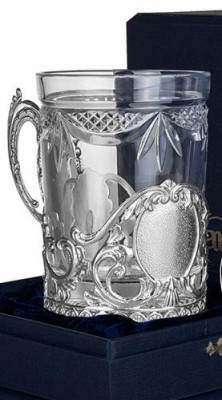 Серебряный подстаканник «Визит» с чернением