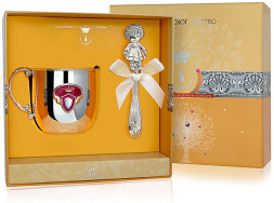 Набор детского серебра с кружкой «Принцесса» с погремушкой