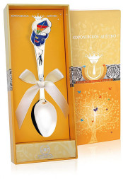 Серебряная детская ложка «Авиатор» с эмалью